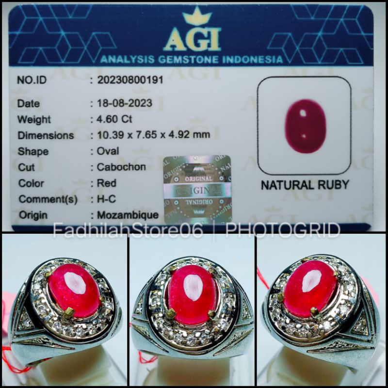 Natural Red Ruby Pigeon Blood Oval Cabochon + Memo Lab