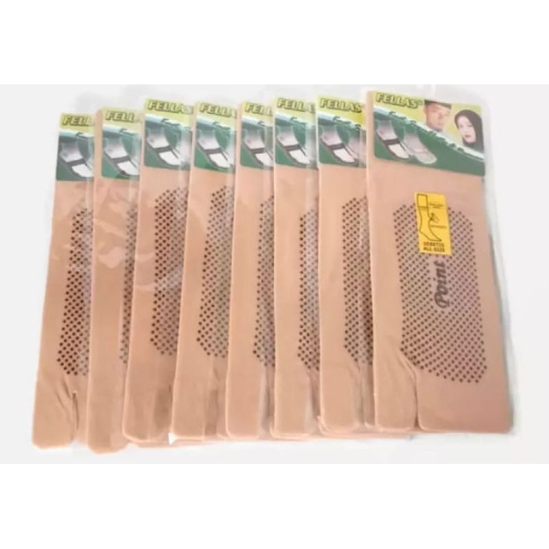 Kaos Kaki Jempol Stoking Anti Slip Warna Krem dan Hitam untuk Wanita - 6 Pasang