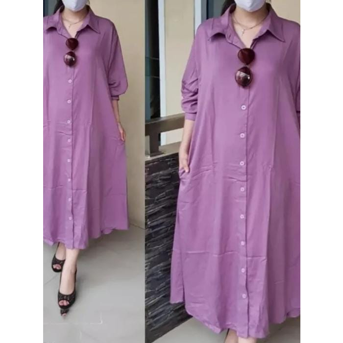 Gamis Full Kancing Depan Premium terbaru 2025 jumbo Busui Motif Polos