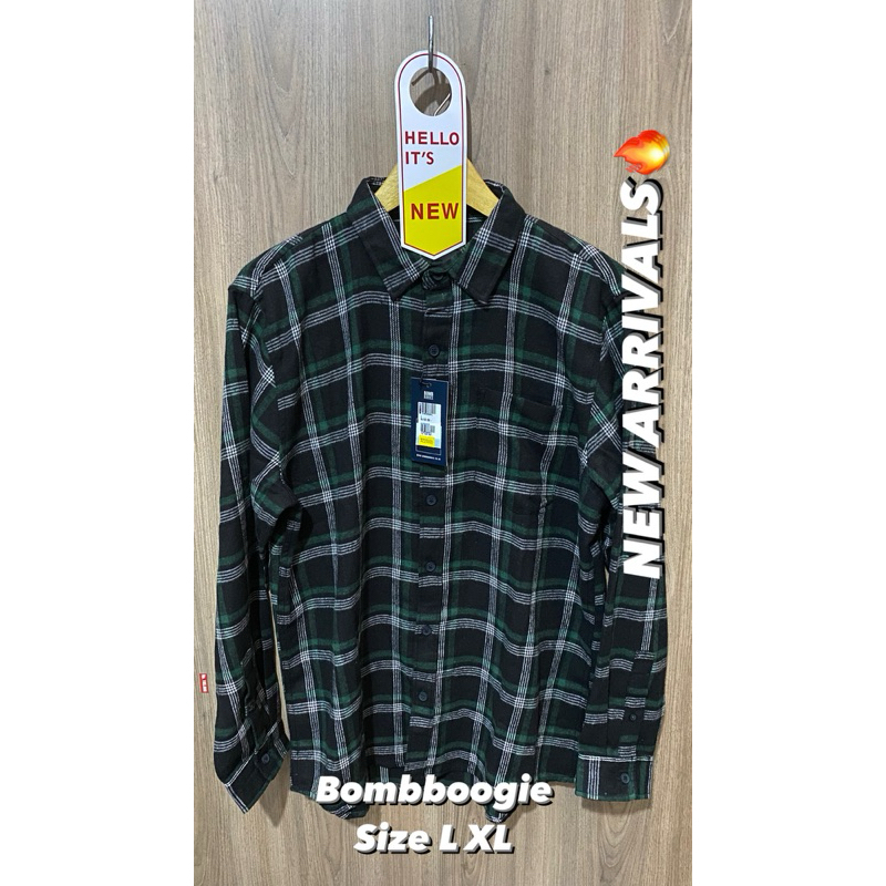 Kemeja Bombboogie original bahan Flanel size L XL