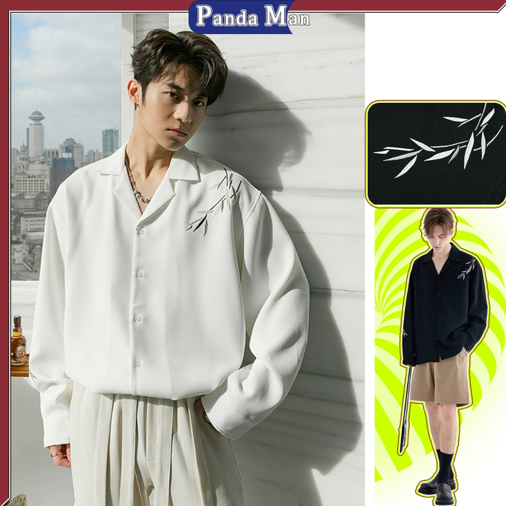 kemeja pria korean style oversize kemeja putih pria v neck kemeja oversize pria kemeja polos pria le