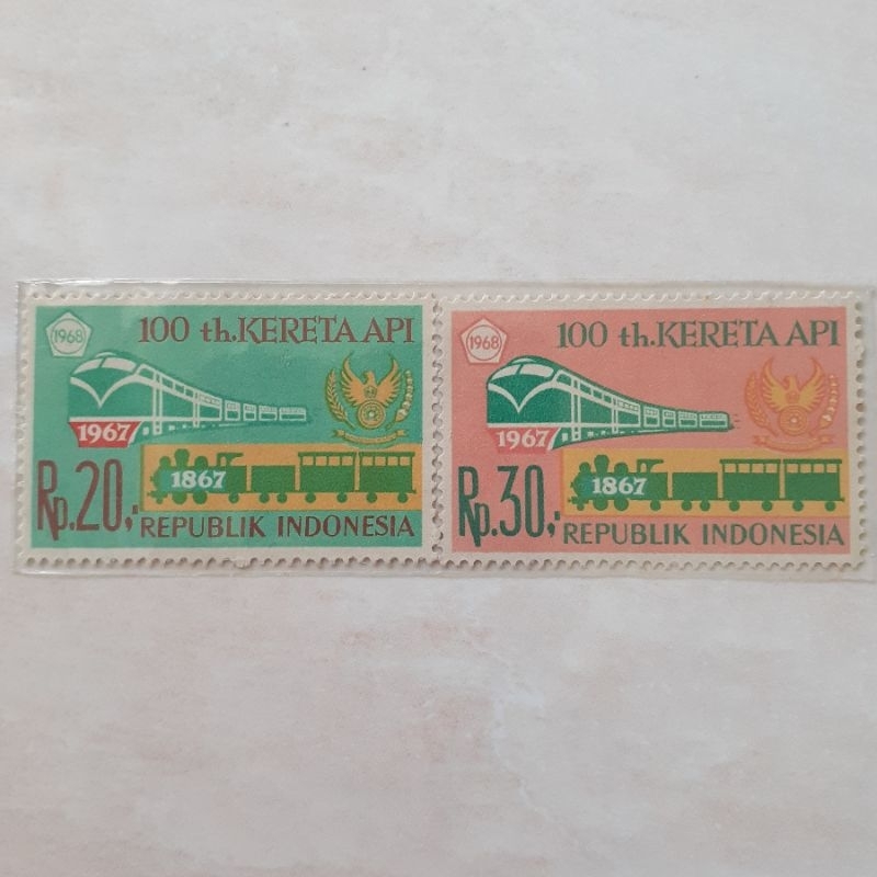 

Perangko Indonesia 100 Tahun Kereta Api Tahun 1968 set lengkap 2pcs