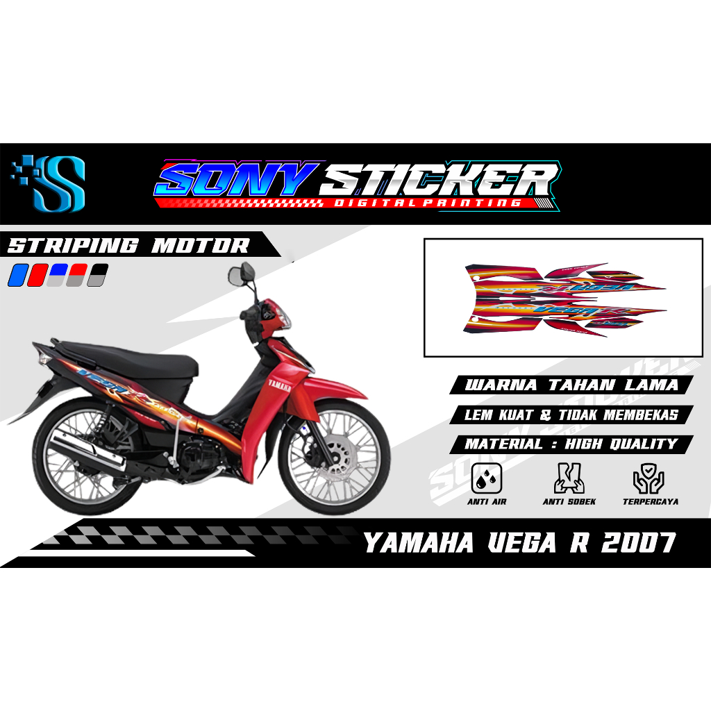 Stiker List Body Motor Vega R 2007 - Striping Standar Yamaha Vega R Tahun 2007