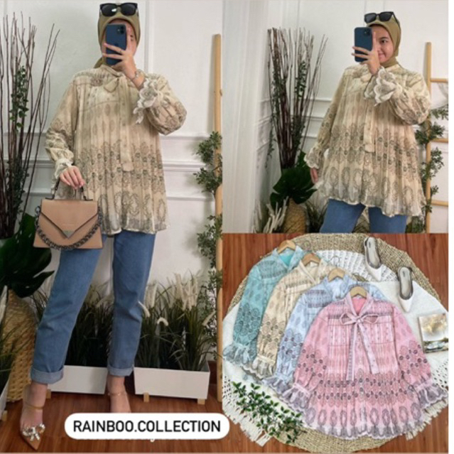 SANTIKA BLOUSE / BLOUSE CERRUTY PLISKET / BAJU ATASAN WANITA