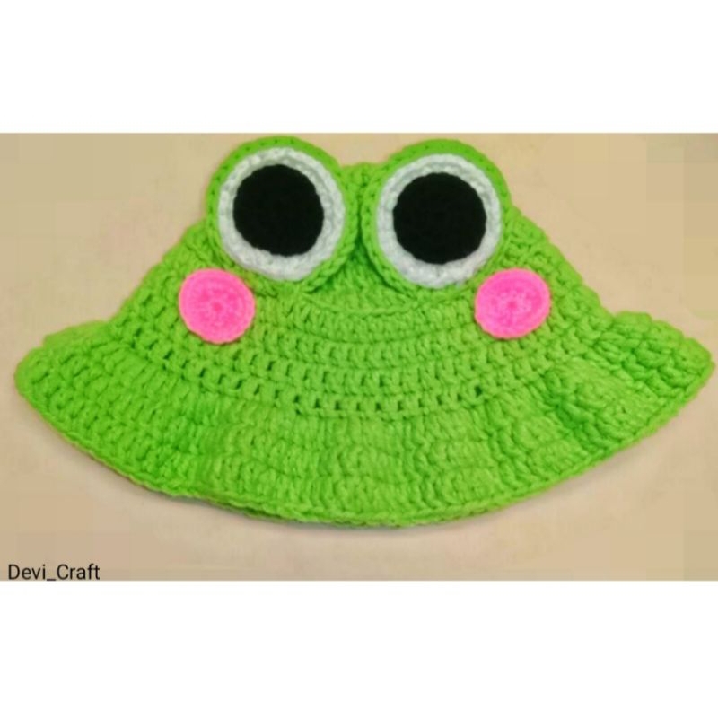 Frog Crochet Bucket Hat/Topi Rajut Kodok /Topi Rajut Anak Sampai Dewasa