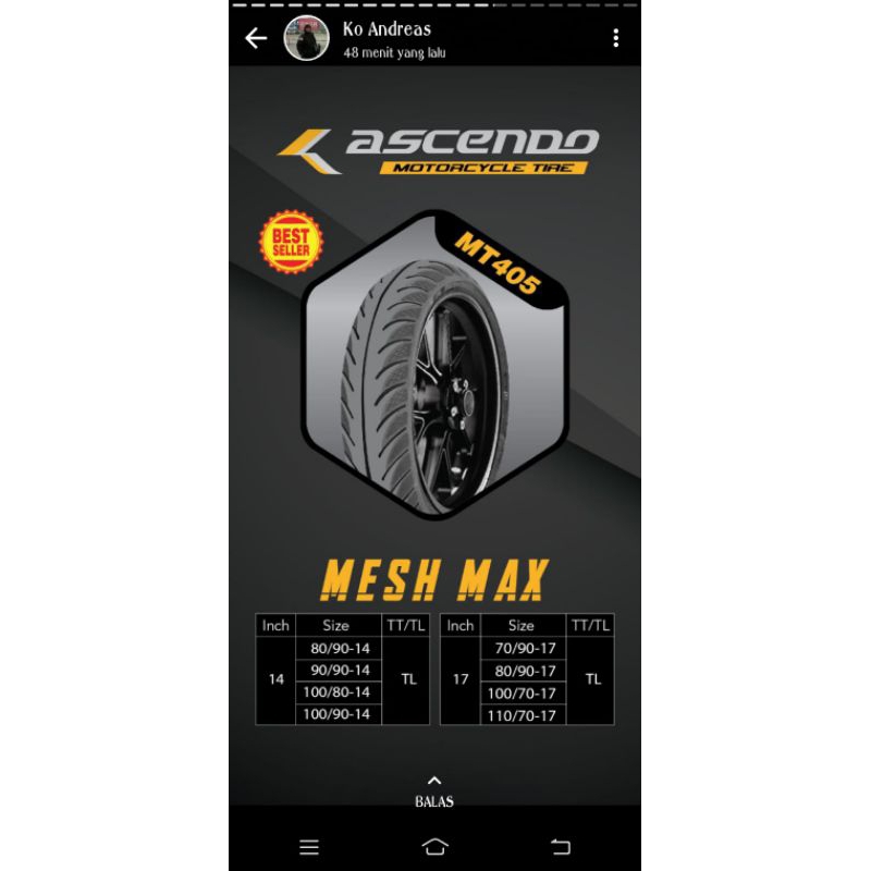 ASCENDO MESH MAX TUBELESS FOR MATIC
