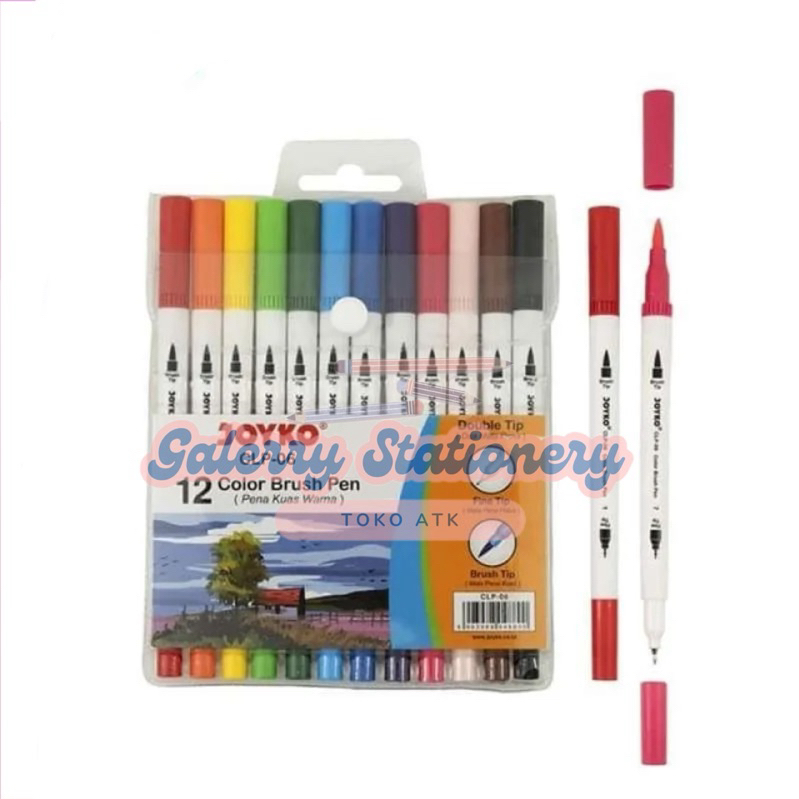 

BRUSH PEN JOYKO CLP-06 12 PCS COLOR DOUBLE TIP DUA MATA