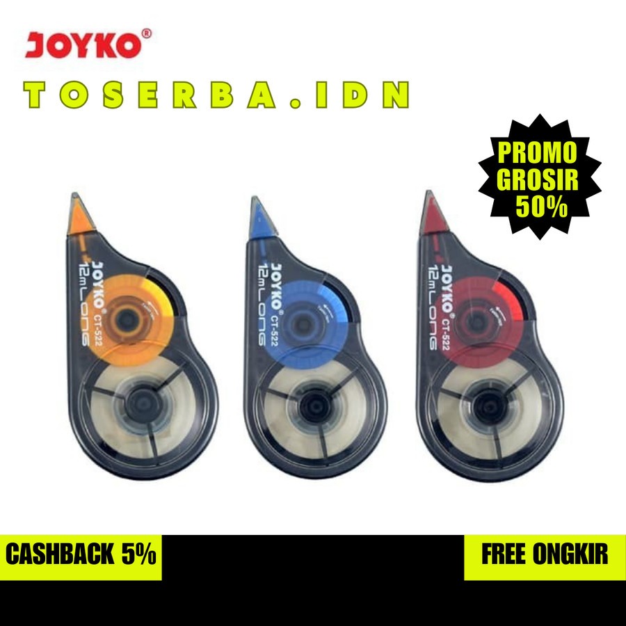 

Tip ex Kertas / Correction Tape / Pita Koreksi Joyko CT-522