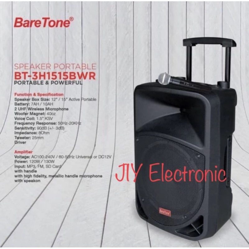 Speaker Portable Wireless Baretone 15 inch BT-3H1515BWR 1515BWR BWR