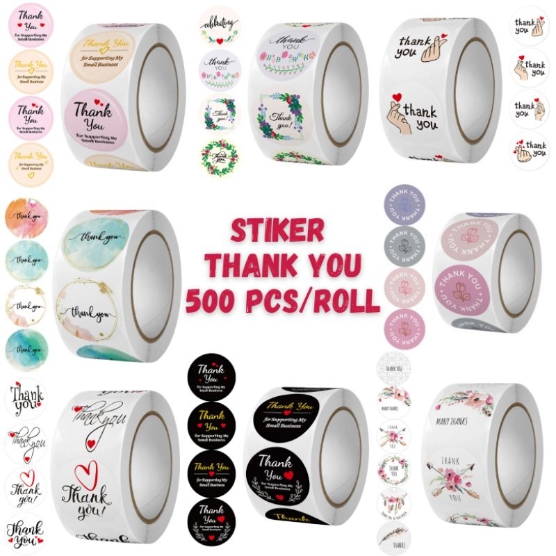 

±500 PCS STIKER ROLL LABEL THANK YOU STICKER TQ DIY TERIMA KASIH