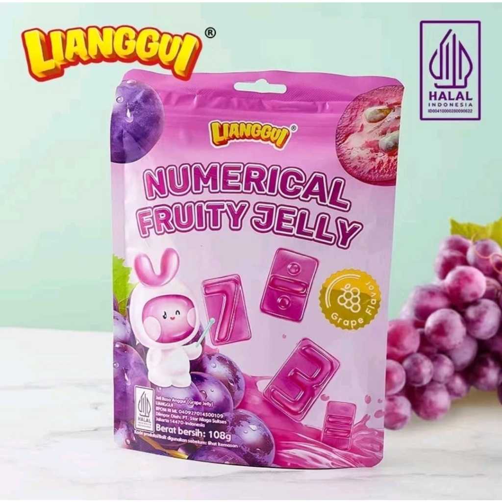 

lianggui numerical fruity jelly 108g rasa buah anggur,mangga,strawberry