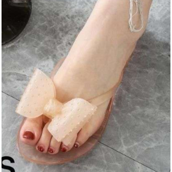Awet Sandal Karet Wanita Balance Motif Tali Transparan Motif Pita Volkadot A03