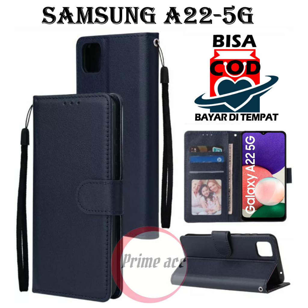 flip case SAMSUNG A22 5G leather case casing dompet handphone