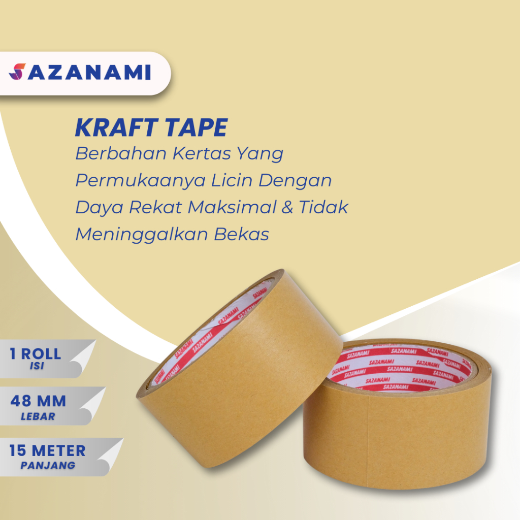 

SAZANAMI KRAFT TAPE 48MM X 15M SAZANAMI LAKBAN KRAFT KERTAS MASKING 2