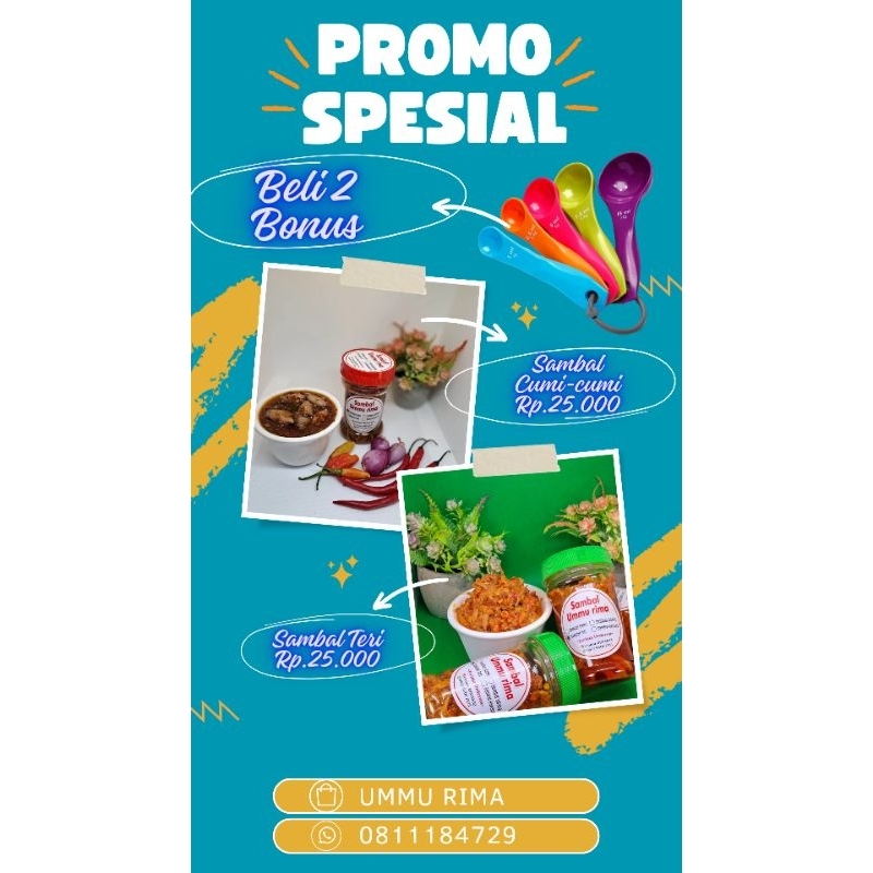 

BELI 2 BONUS 1SET SENDOK | SAMBEL CUMI | SAMBEL IKAN TERI | SAMBEL BAWANG