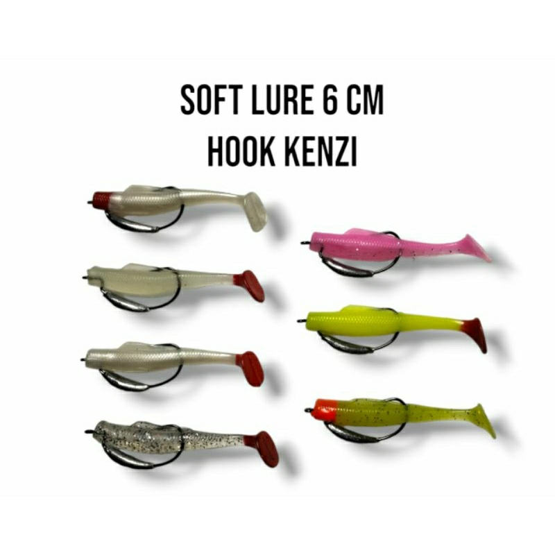 SOFT LURE 6CM SATU SET HOOK KENZI| UMPAN CASTING IKAN GABUS