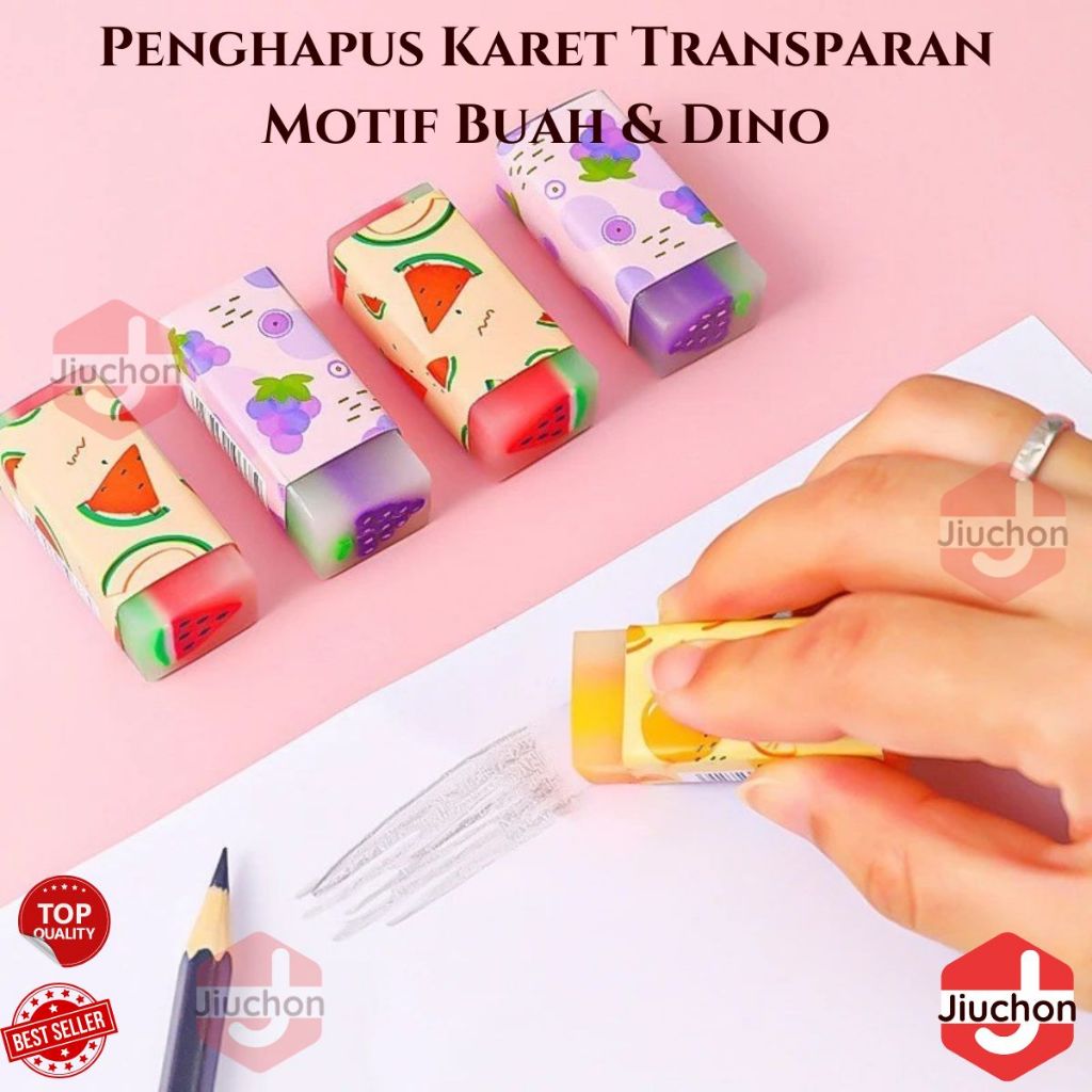 

JIUCHON Penghapus Pensil Karet wangi / Eraser Hapusan Motif Dino Bola dan Buah 1 Pcs Penghapus Eco PVC / Eraser Unik Lucu