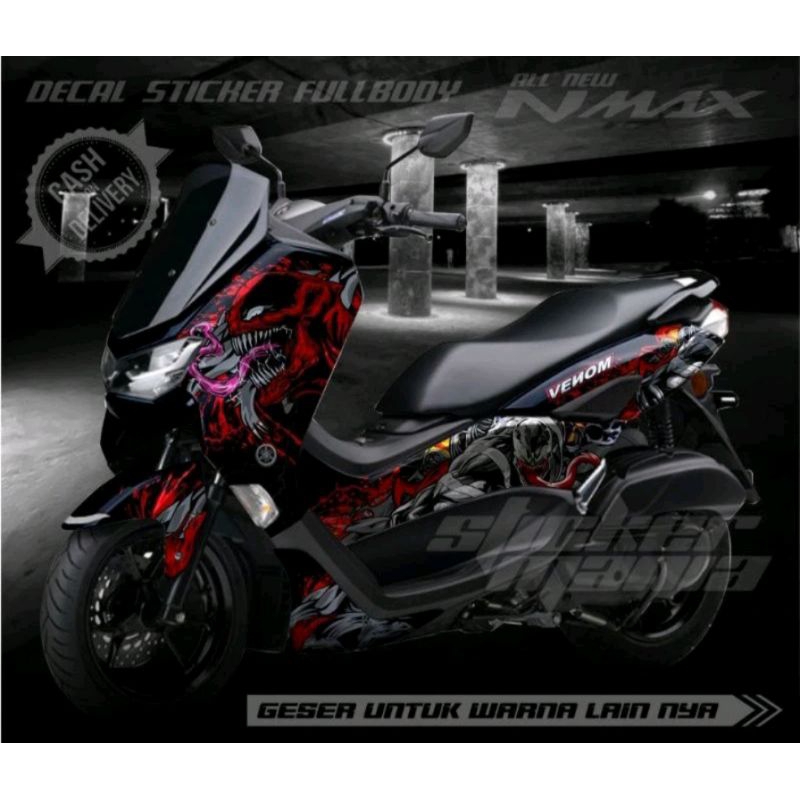 stiker decal all new nmax full body motif venom hitam