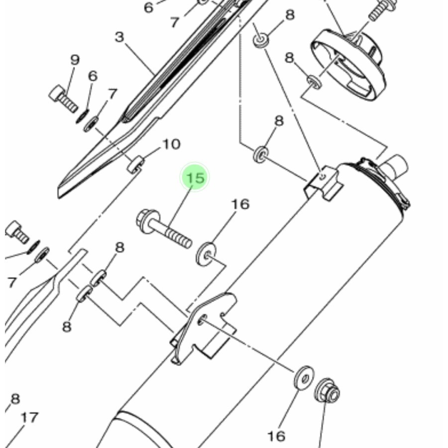 NO 15 BAUT GANTUNGAN KNALPOT ATAS JUPITER MX 135 NEW NJMX ORIGINAL YAMAHA