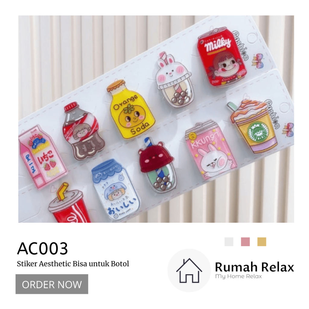 

[AC003] RUMAH RELAX | Stiker 3D Timbul 2D Lucu Aesthetic bisa untuk di Botol Minum