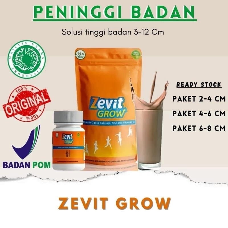 [TERLARIS] ZEVIT GROW PENINGGI BADAN OROGINAL 100% | KAPSUL DAN SUSU | PENAMBAH TINGGI BADAN TERBAIK