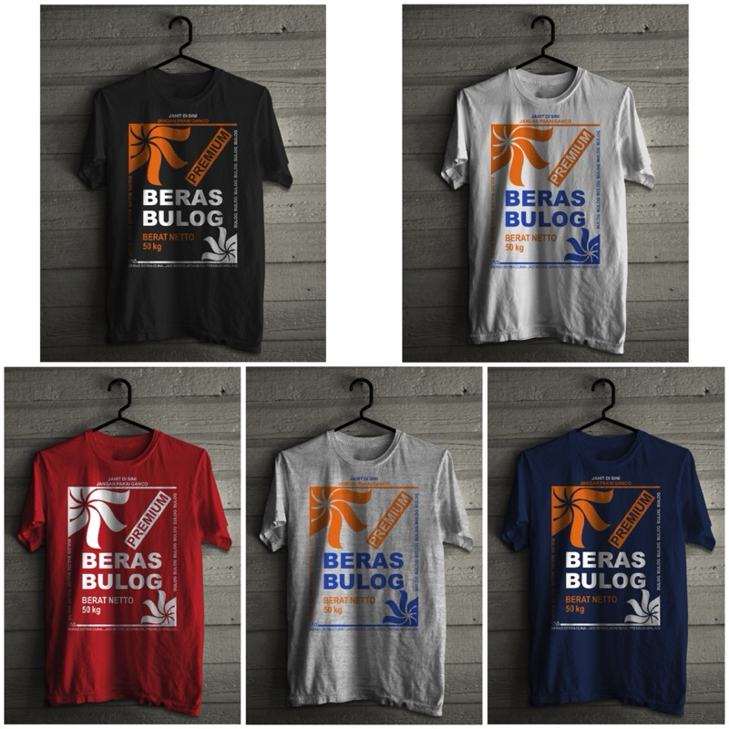 Kaos Jumbo Gambar Karung Beras Bulog Premium Murah
