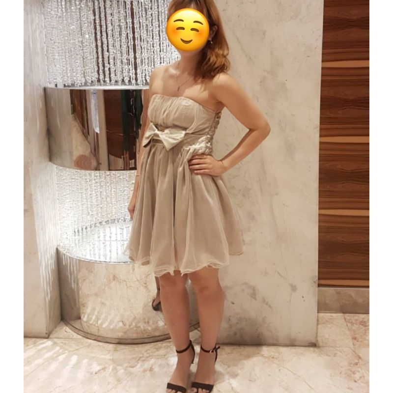 Import Dress strapless Bustier gaun pesta pita ( bisa tambah straps juga) Party cocktail dresses per