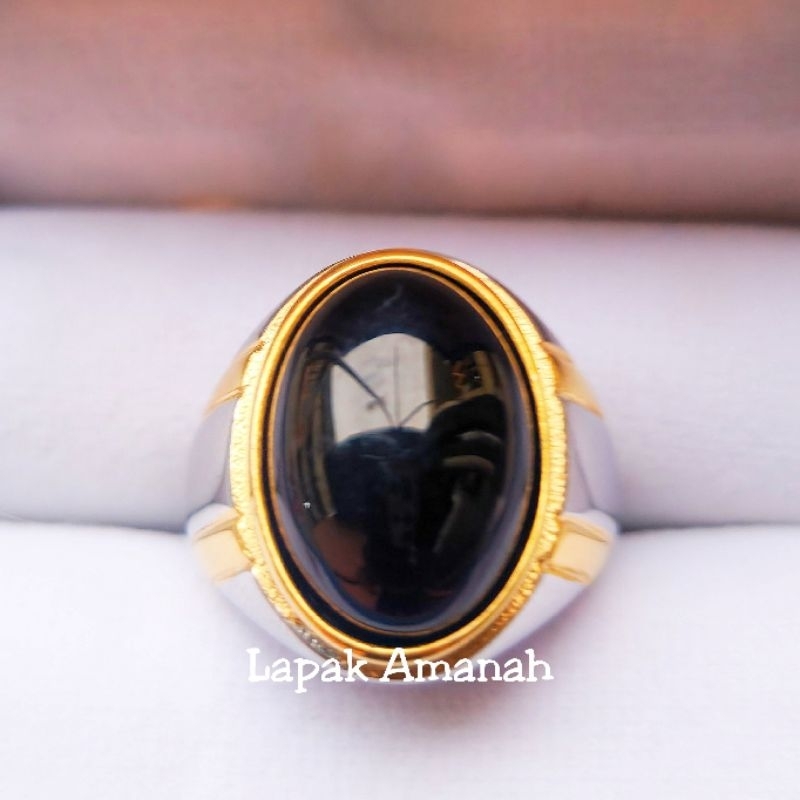 Cincin Batu Kecubung Wulung Tembus Senter Kualitas Super