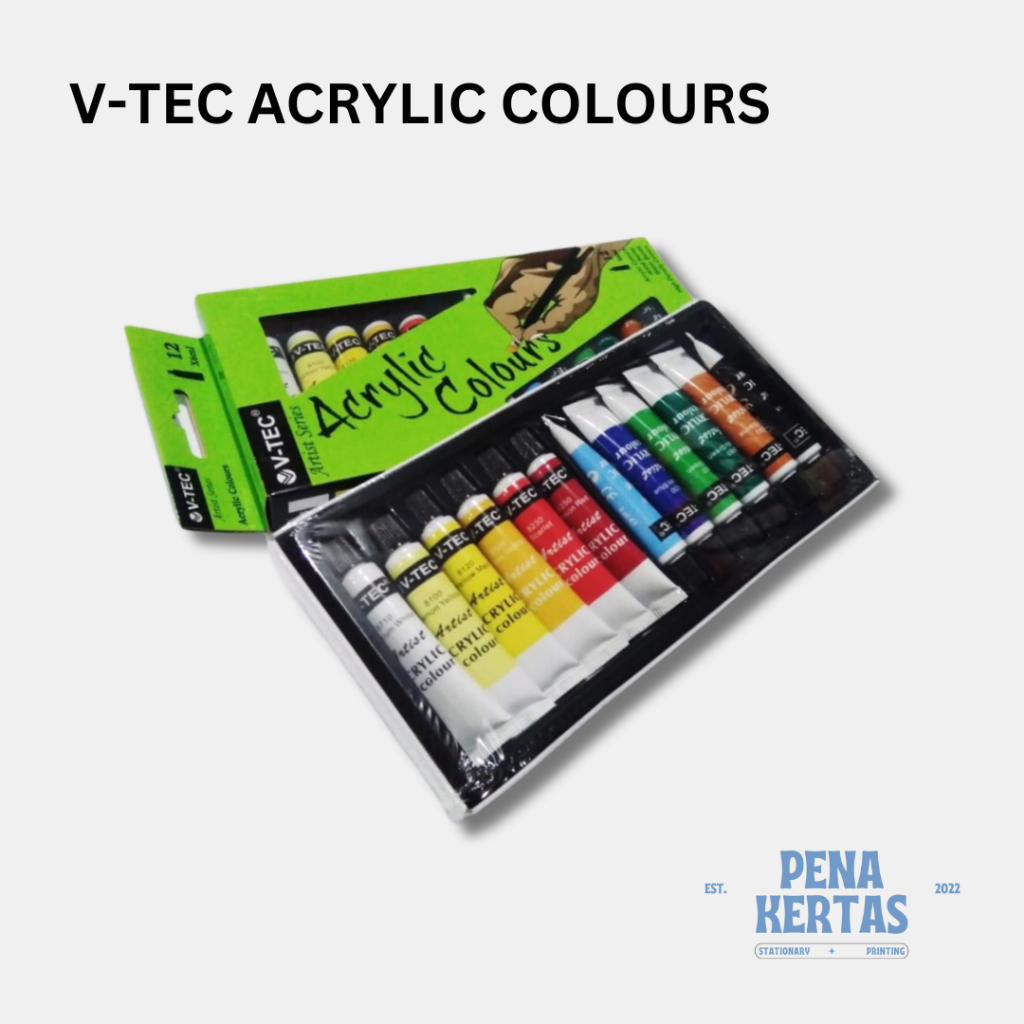 

Cat Akrilik VTec Set 12warna isi 6ml - SET (acrylic Colour 12)
