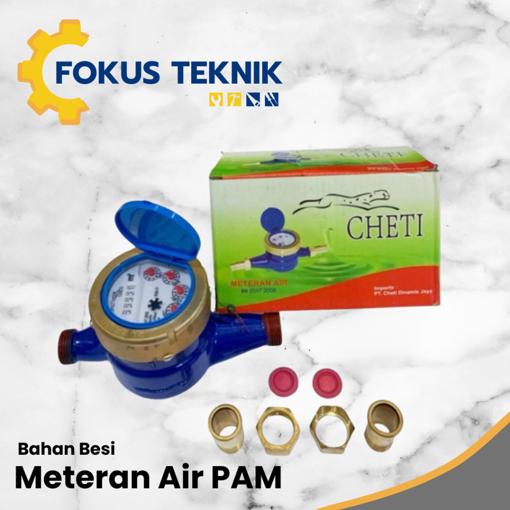 CHETI Water Meter Meteran Air Bodi Besi PDAM PAM 1/2 Inch 1/2" SNI