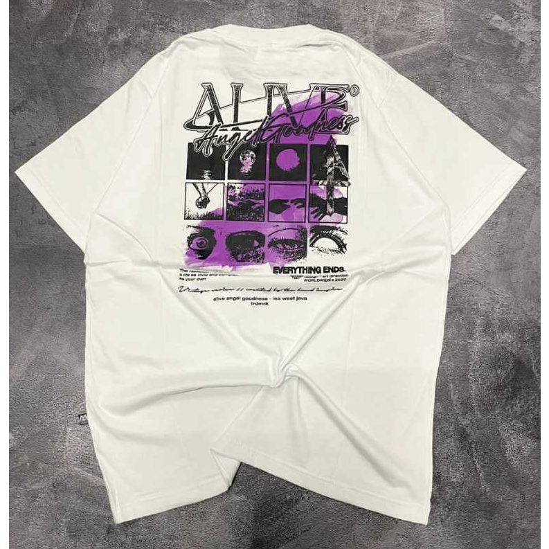 Baju kaos Putih pria Streetwear Original Distro Kaos Graffiti "Everything End" / Kaos Pria Motif / K