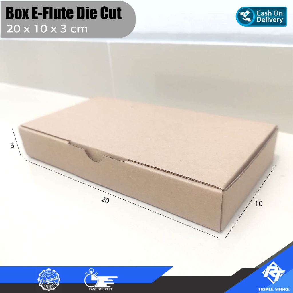 

Box Kardus E-Flute Die Cut 20x10x3 cm untuk Packing Olshop Tempered Glass Accessories HP Souvenir