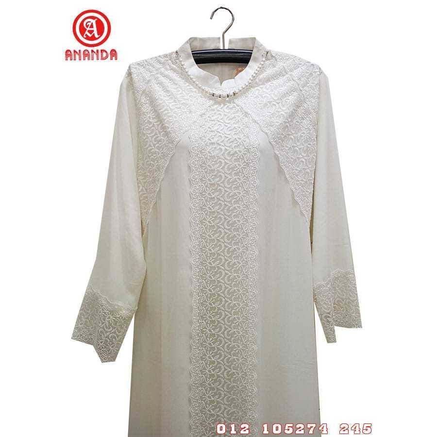 Gamis wanita dewasa iluva kerah sanghai sifon kombinasi burkat hitam model daleman 2l-5l