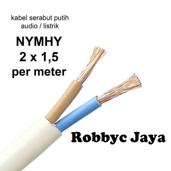 Kabel Listrik 2x1.5 Kabel Serabut Isi 2 Putih / Hitam SNI Per Meter