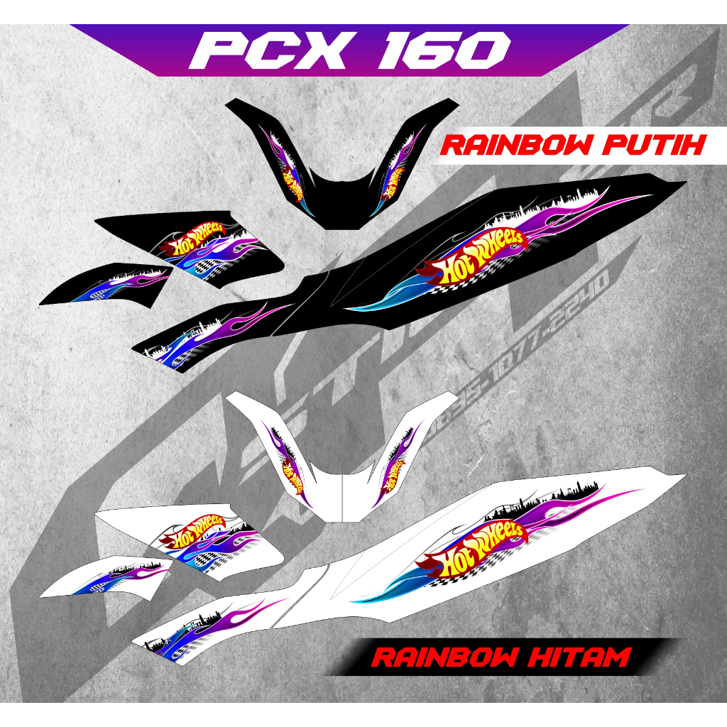 Striping Transparan Honda PCX 160 Motif Hotwheels Racing Variasi Maxdecal Premium - SPCX16-UV