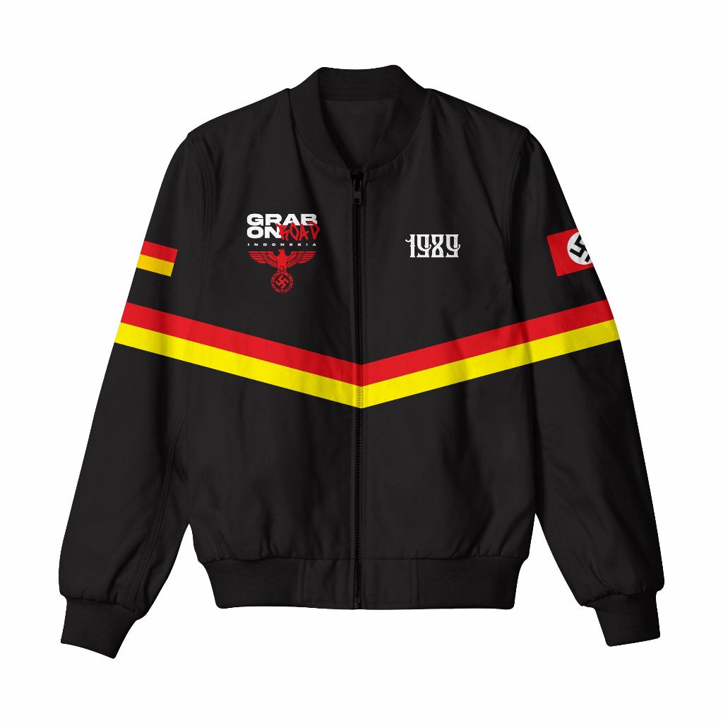 Jaket GBR Jerman Premium Waterproof Bomber / HITAM / Bomber Jacket