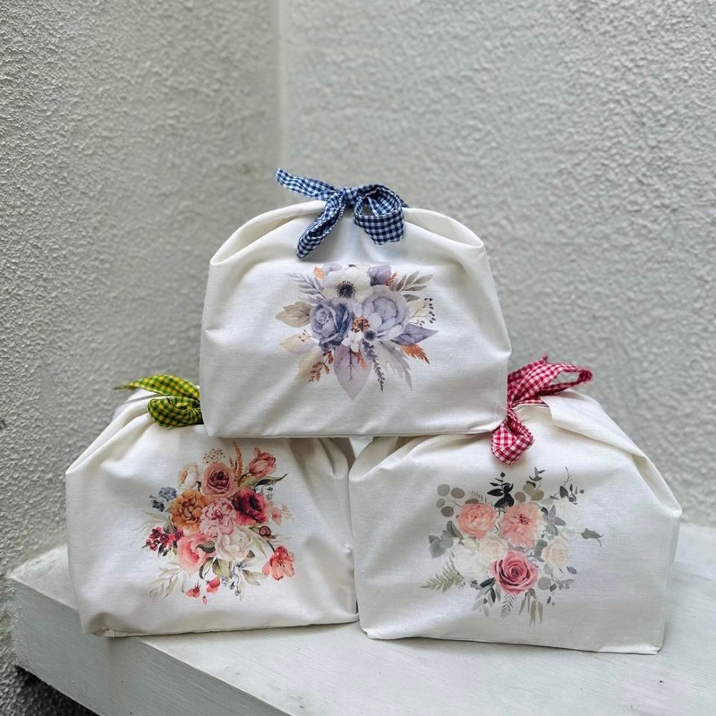 

BENTO BAG FLOWER // Bag box nasi kotak 25x25x25 cm // Tas blacu box / Tas box nasi hampers // Tas hampers