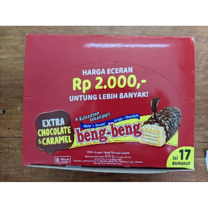 

beng beng extra chocolate & caramel 25gr isi 17 pcs