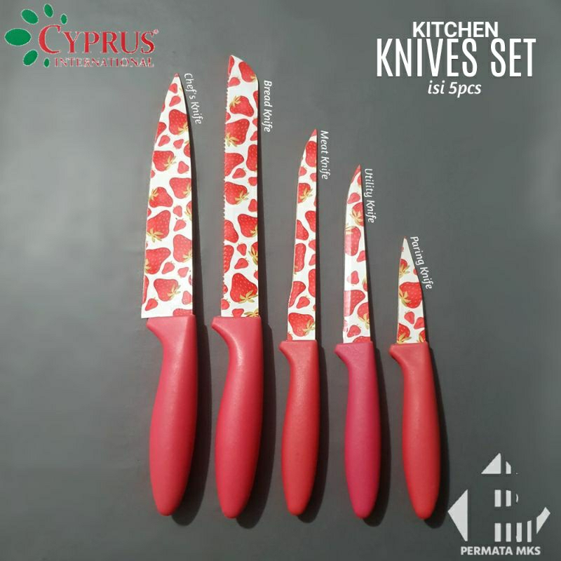 Pisau Dapur Set 5pcs Warna Stainless / Kitchen Knives Set Fruit Cyprus