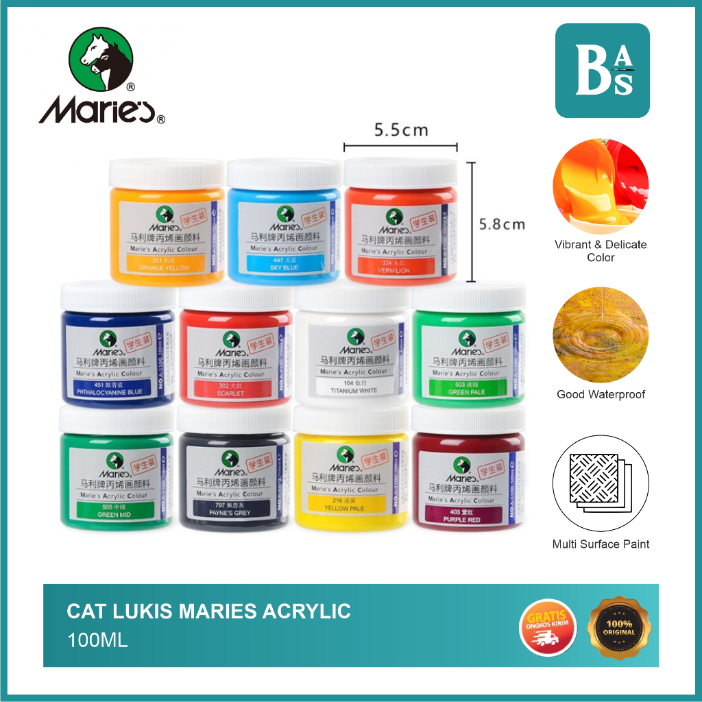 

Maries - Acrylic Paint A1100 100ml - Cat Akrilik Original - Bali Artemedia