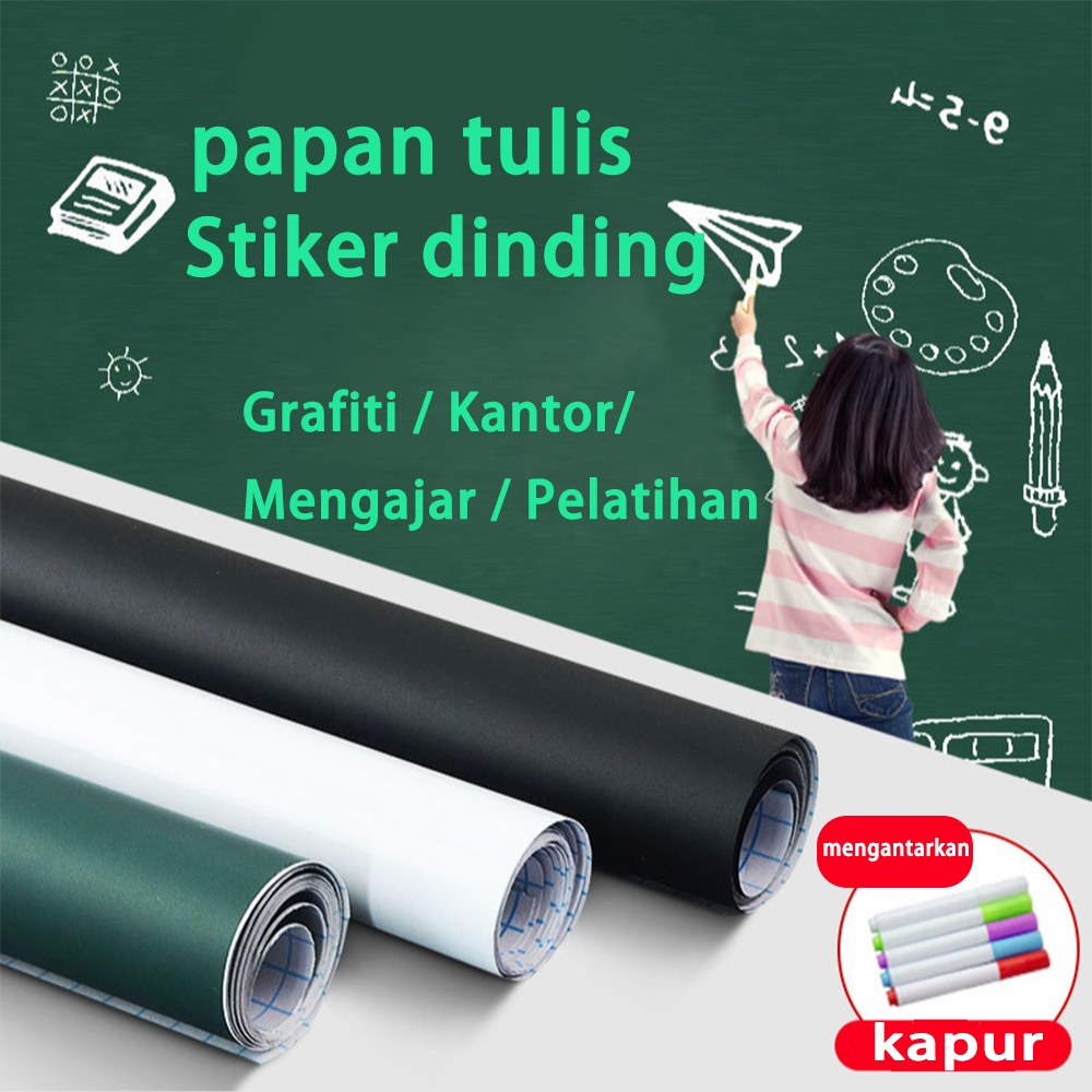 

45 x 200 CM - 90 X 200 CM Stiker Papan tulis Whiteboard Blackboard Spidol Kapur tempel hitam putih hijau