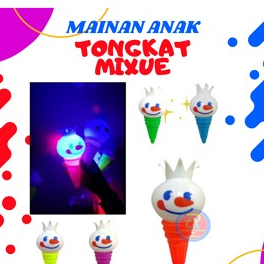 MAINAN ANAK TONGKAT MIXUE RUBBER STIK TOYS LAMPU DAN MUSIK MUSIC BEAR HELLO KITTY MIXUE