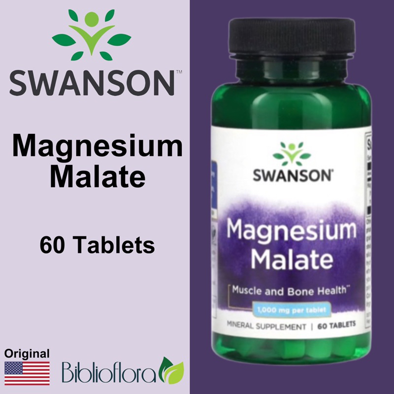 Swanson Magnesium Malate 1000 mg 60 Tablets Bones Muscles Tulang Otot