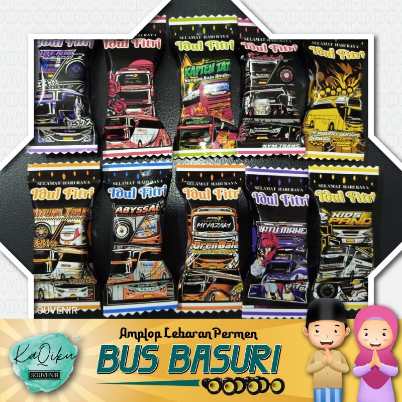 

12 pcs - Amplop Lebaran Permen Viral Motif Bus Basuri