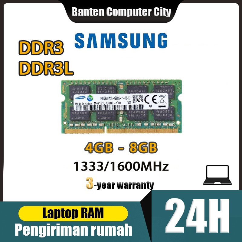 Pengiriman Jakarta Laptop RAM DDR3 4GB 8GB Samsung DDR3 DDR3L Notebook Memory RAM SODIMM 1600MHz 204Pin 1.35V 1.5V RAM