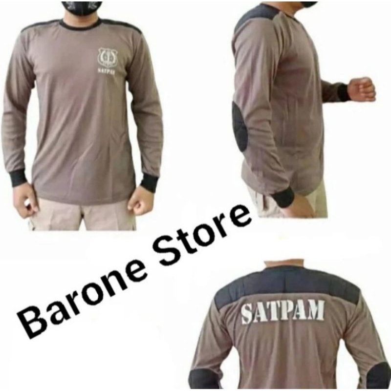 Baju Kaos Satpam Lengan Panjang Coklat Terbaru