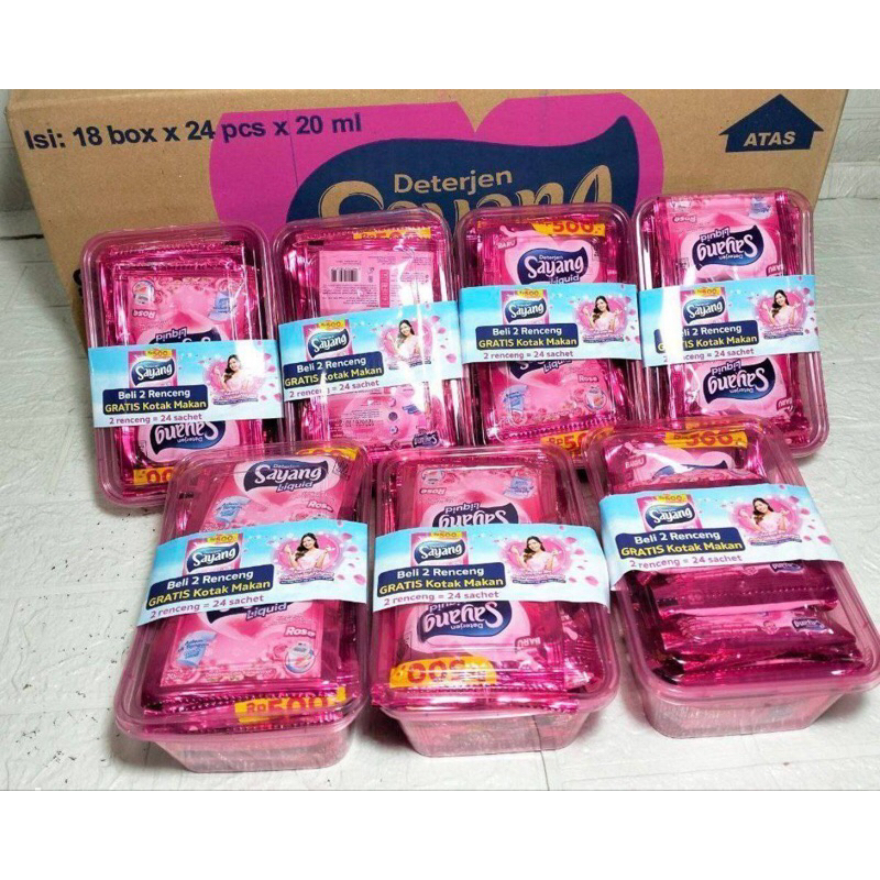 Detergent Sayang Cair 24 Sachet Free Box Makan