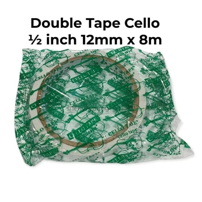 

Double Tape bening Cello 1/2 inch 12mm x 8m Lem Perekat 2 Sisi Isolasi Slasiban