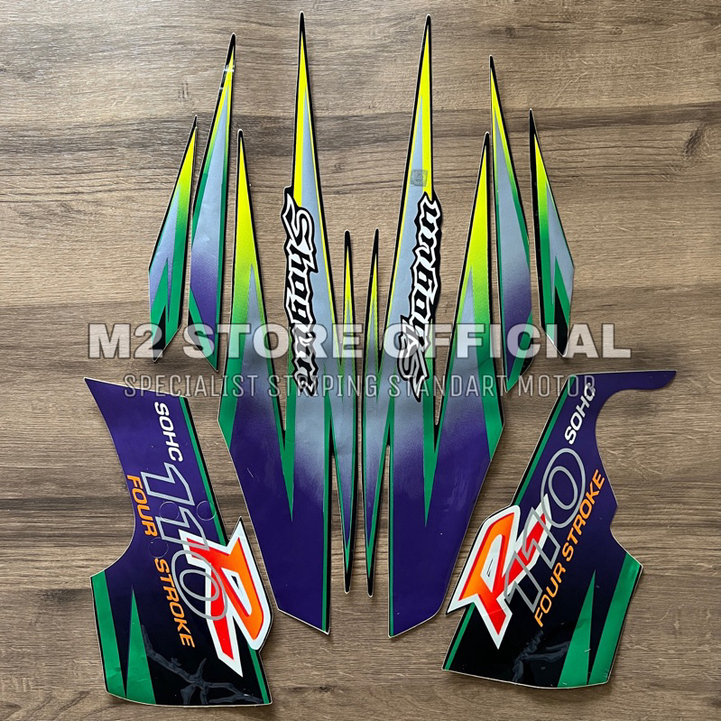 striping suzuki shogun 110 r 1999 2000 hijau sticker stiker stripping lis body Shogun SHOGUN terlari