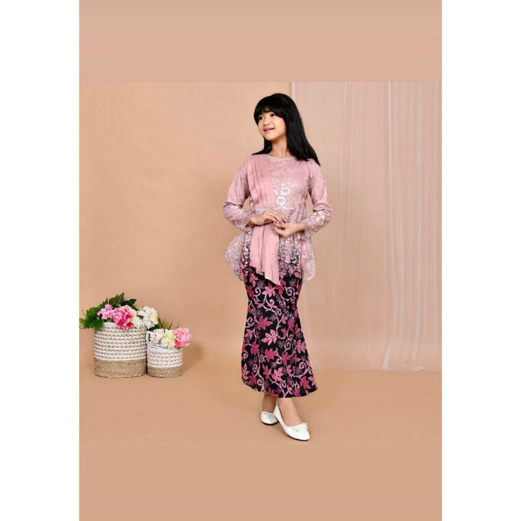 Kebaya Anak Brokat Perempuan Umur 5-12 Tahun , Stelan Anak / Kebaya Aanak Modren / Kebaya Anak Pesta